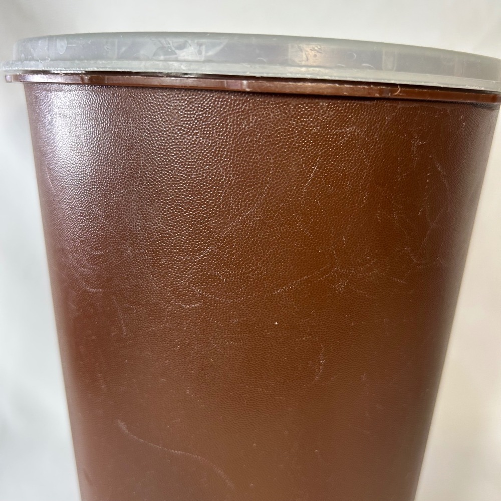 Vintage Brown Tupperware Canister with Translucent Lid White Emblem 10 in Tall - Picture 6 of 13